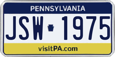 PA license plate JSW1975