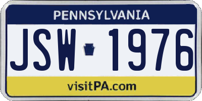PA license plate JSW1976
