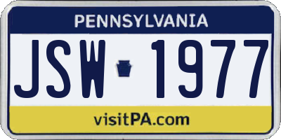PA license plate JSW1977