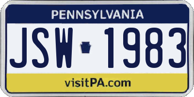 PA license plate JSW1983