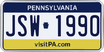 PA license plate JSW1990
