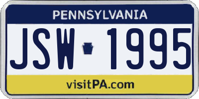 PA license plate JSW1995