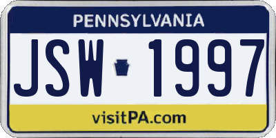 PA license plate JSW1997
