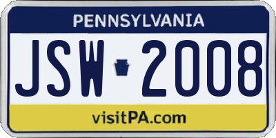 PA license plate JSW2008