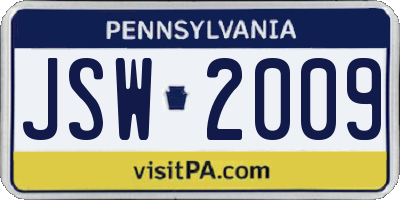 PA license plate JSW2009