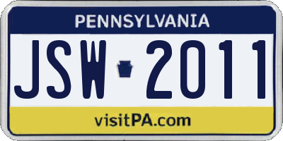 PA license plate JSW2011