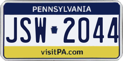 PA license plate JSW2044