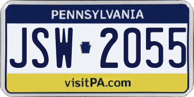 PA license plate JSW2055
