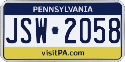 PA license plate JSW2058