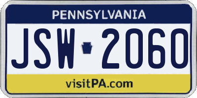 PA license plate JSW2060