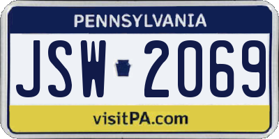 PA license plate JSW2069