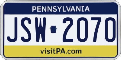 PA license plate JSW2070