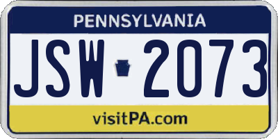 PA license plate JSW2073