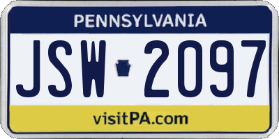 PA license plate JSW2097