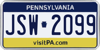PA license plate JSW2099