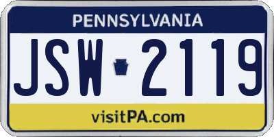 PA license plate JSW2119