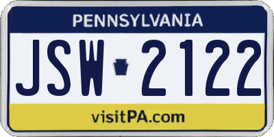 PA license plate JSW2122