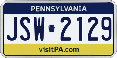 PA license plate JSW2129