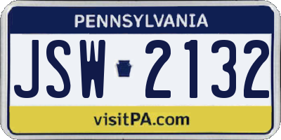 PA license plate JSW2132