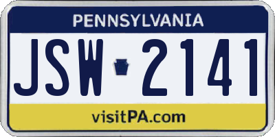 PA license plate JSW2141