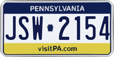PA license plate JSW2154