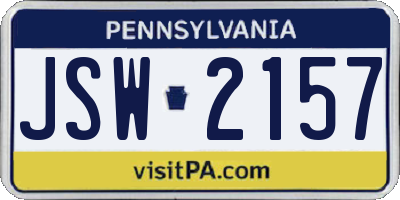 PA license plate JSW2157