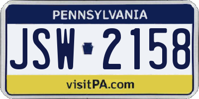 PA license plate JSW2158