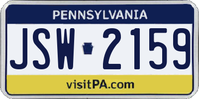 PA license plate JSW2159