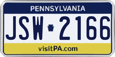 PA license plate JSW2166