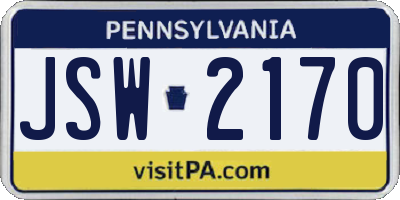 PA license plate JSW2170