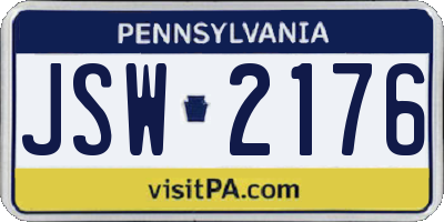 PA license plate JSW2176