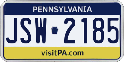 PA license plate JSW2185
