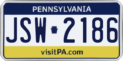 PA license plate JSW2186