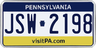 PA license plate JSW2198
