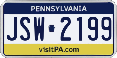 PA license plate JSW2199