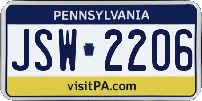 PA license plate JSW2206