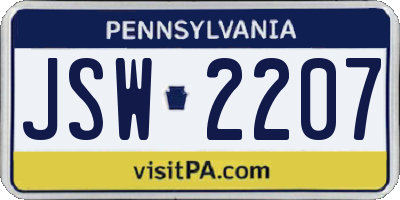 PA license plate JSW2207