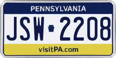 PA license plate JSW2208