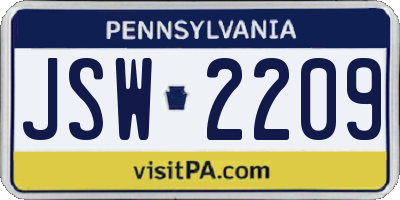 PA license plate JSW2209