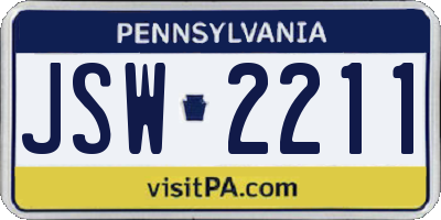 PA license plate JSW2211