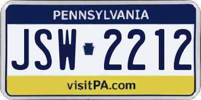 PA license plate JSW2212