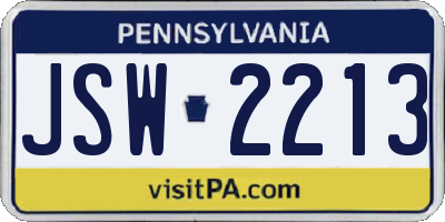 PA license plate JSW2213