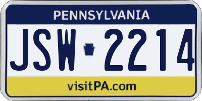 PA license plate JSW2214