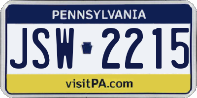 PA license plate JSW2215