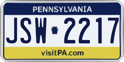 PA license plate JSW2217