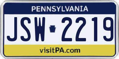 PA license plate JSW2219