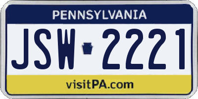 PA license plate JSW2221