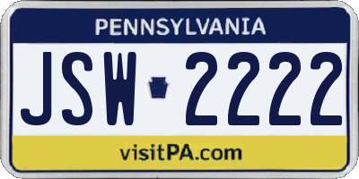 PA license plate JSW2222