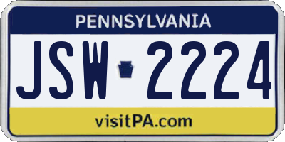 PA license plate JSW2224