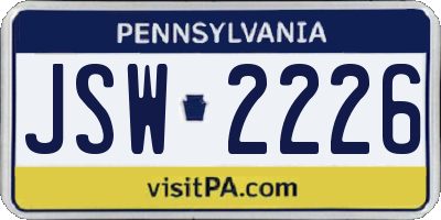 PA license plate JSW2226